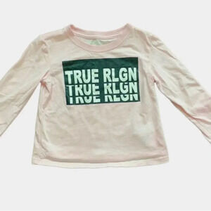 true Religion Toddler girl 3T long sleeved logo t-shirt, light pink